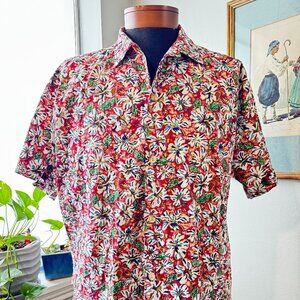 Kahala Red White Hawaiian Aloha Shirt sz L